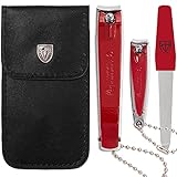 Drei Schwerter - Nagelknipser Set ´CLIP`, Fingernagelknipser und Fußnagelknipser im Kunst Leder Etui (1105)