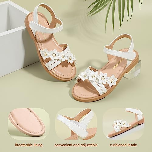 PANDANINJIA Girls Sandals Toddler Little Big Kids Kid Cute Open Toe Flats Dress Sandals Mona Summer Shoes4