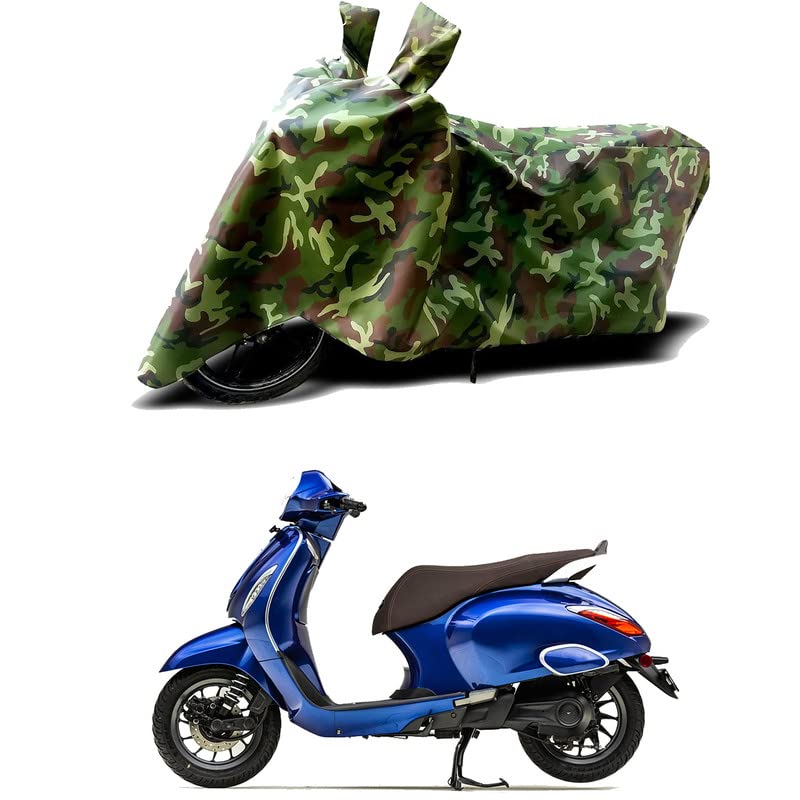 Image of 100% Water Resistant Full Bike Scooty Two Wheeler Body Cover Compatible for Bajaj Chetak /UV-Rays /Heat Protection /Birds Dropping /Scratchproof /Dust Proof /Waterproof /All Varients[Green MJ]