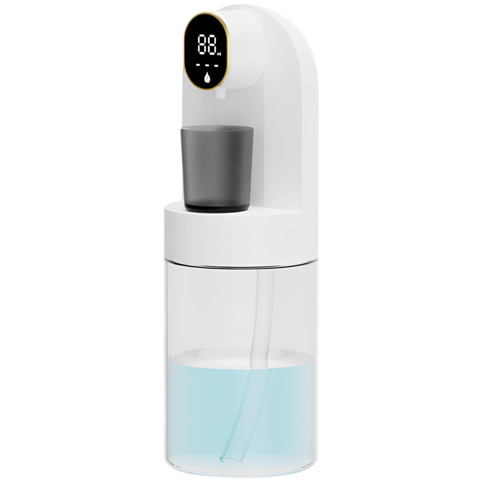 Automatischer Mundspülungs-Spender für Badezimmer, Berührungsloser Smarter Mundspülungs-Spender, Becher mit starker Haftkraft, 600 ml, 4 einstellbare Stufen, Tischgerät, Weiß