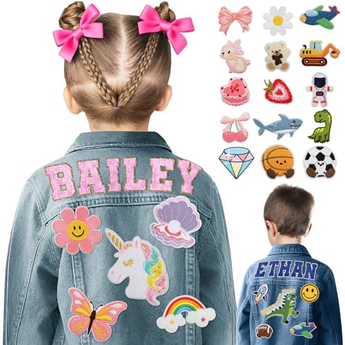 Personalized Kids Denim Jacket with Names Custom Girls Boys Jean Jacket Long Sleeve Back to School Brithday Christmas Toddlers Baby Gift