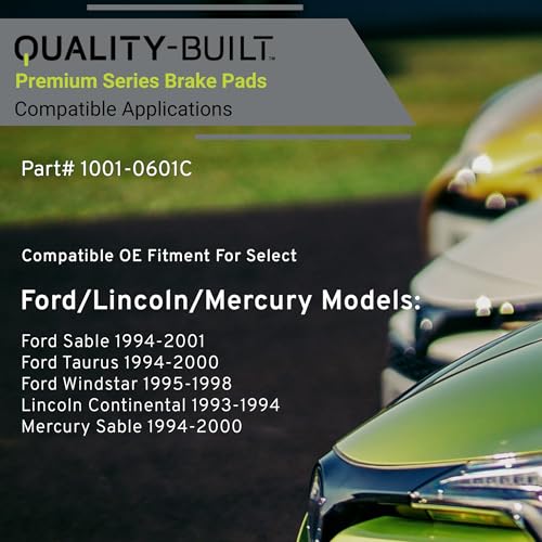 Image of QUALITY-BUILT Front Ceramic Brake Pads, Premium 1001-0601C, Compatible with 1993-2001 Ford /Lincoln /Mercury (Continental,Sable,Taurus,Windstar)