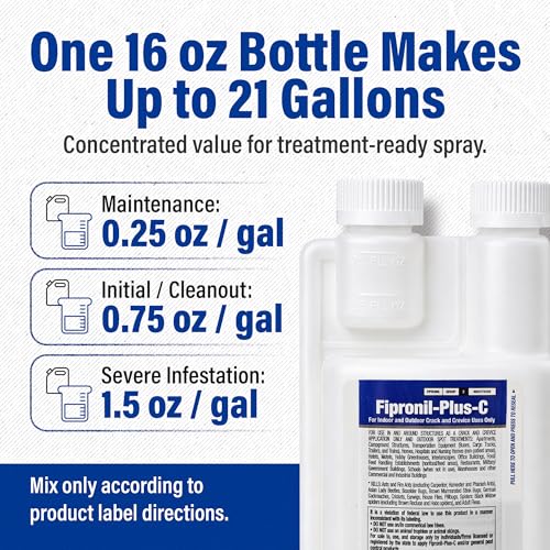 Fipronil Plus C Pest Control Concentrate - DIY Commercial-Strength Roach Killer Indoor Infestation, Easy-Use Ant Spray, Makes 21 Gallons of Fipronil Solution for Homeowners - 16 oz - Image 4