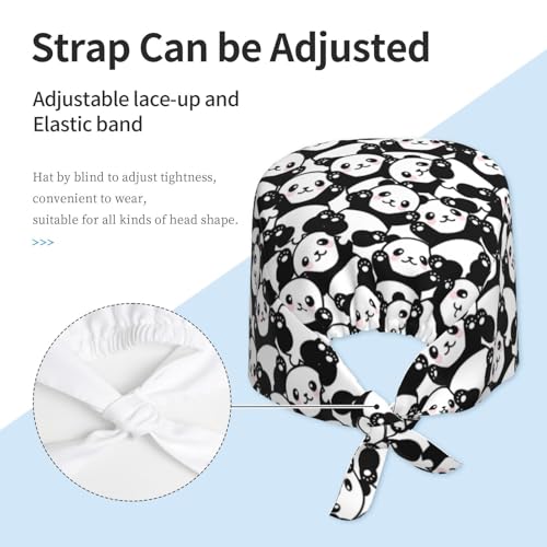 Image of Surgical Caps Men Women, Scrub Cap with Sweatband Adjustable | Tie Back Nurse Cap, Nursing Breathable Working Hat, Scrub Cap, Medical Hats