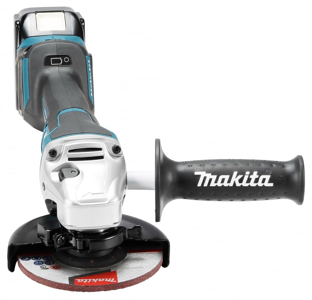 Makita DGA515RTJ Smerigliatrice angolare a batteria 18 V con interruttore a paddle / 5,0 Ah, 2 batterie + caricatore in MAKPAC