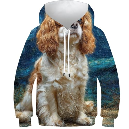 Sweat à capuche fille motif épagneul cadeau ado 12-14 ans