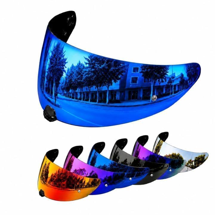 Image of PSLER Shatterproof Helmet Visor for i10 HJ-31 i70,Deep Blue | Impact-Resistant ,UV400 Protection, Motorcycle Tinted Face Shield for i10 HJ-31 i70 ,Visor Replacement