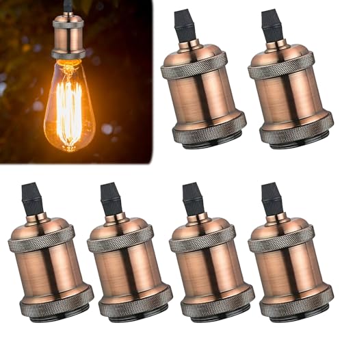 Portalampada vintage E27, attacco lampadina: WIYETY, 6 pezzi, portalampada Edison vintage, portalampada in alluminio di alta qualità, adattatore a sospensione per plafoniere, lampada da parete, colore