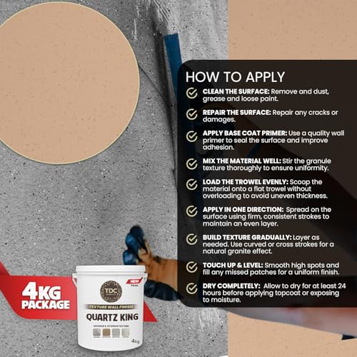 Image of The Decor Co. Marble Texture Wall & Floor Paint with 3D Designer Stone and Granite Luxury Finish Washable Water Resistant Acrylic Emulsion for Interior Exterior Home Decor DIY (1Pc, 4kg, Beige)