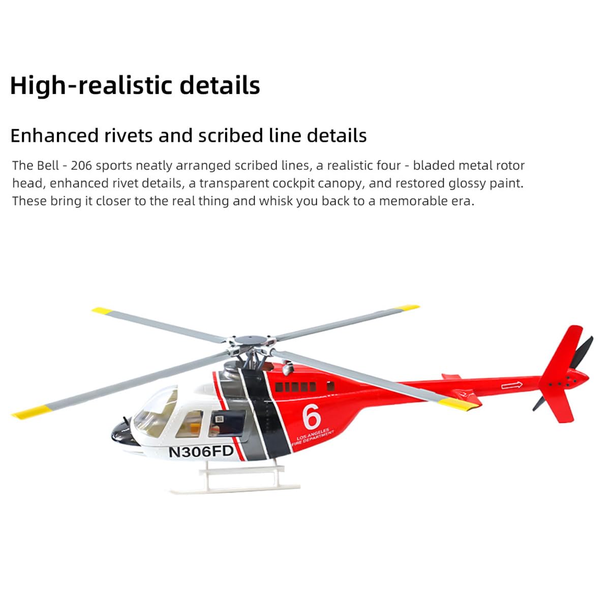 Helicóptero RC con GPS para adultos, Bell-206-V3 2.4G 6CH doble motor sin escobillas RC helicóptero militar, modo de acrobacias 3D, modo de navegación automática