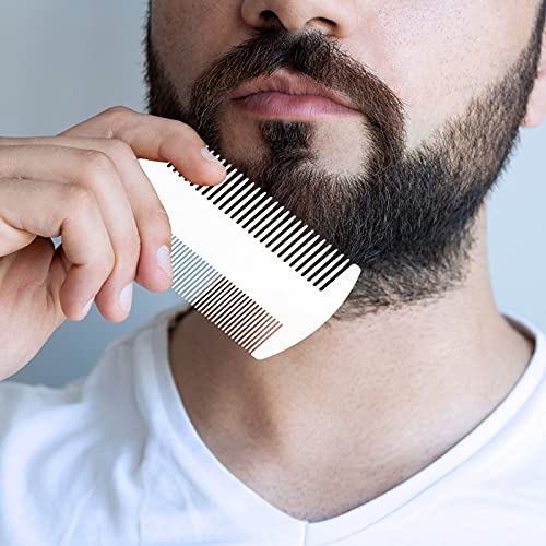 2Pcs Beard Comb Metal Anti-Static Hair Comb Wallet Pocket Comb Mustache Comb Gifts for Men Stainless Steel EDC Credit Card Size Comb Dual Action Beard Comb