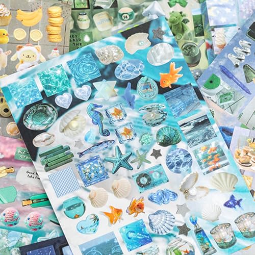 Image of Aesthetic Sticker Book, 30 Sheets Dreamcore & Foodie Designs | Foil, glossy, fine-sand textures with firm matte cover; for journals, planners, scrap albums, collage cards, gifts