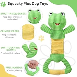 Dog squeak toys durable plush dog toy with crinkle paper tug of war pull toys for puppies interactive dog chew toys for small medium and large dogs   cucciolini doodles