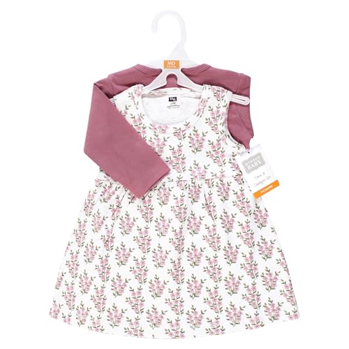 Image of Hudson Baby Girls' Cotton Dress and Cardigan Set