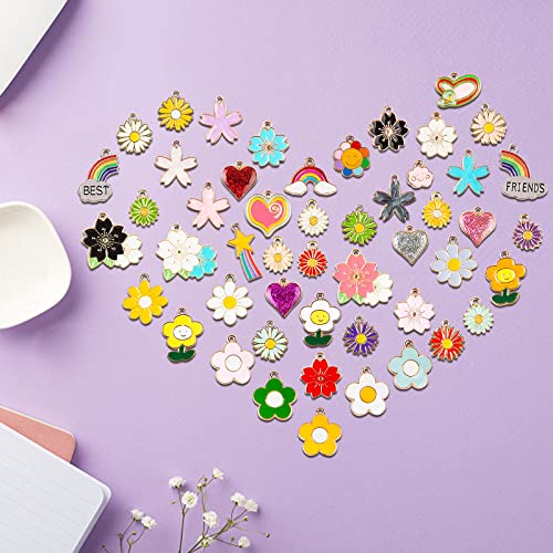 Image of hexiaoxiao 100PCS Bracelet Charms for Jewelry Making Bulk Lucky Charm Bracelet Making Kits Butterfly and Heart Charms DIY for Women's Necklace Bracelets and Cute Bling Charms Crafting, Onesize,