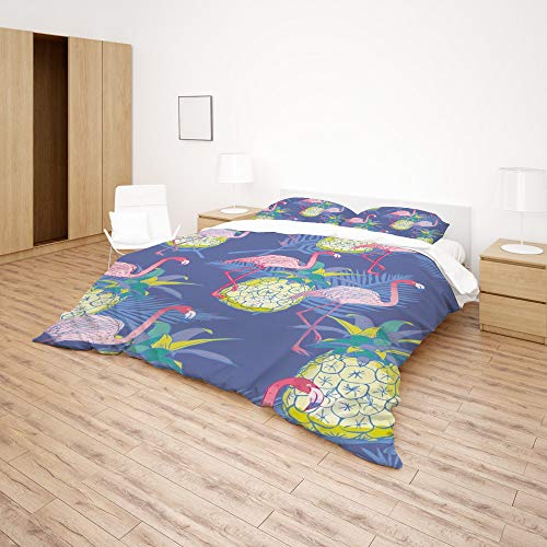Taie d'oreiller et housse de couette durable en polyester ultra doux imprimé flamant rose - 5