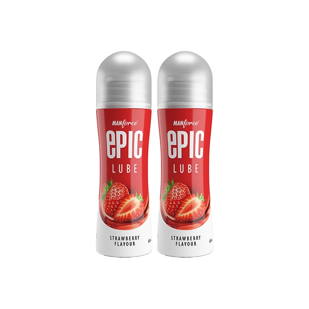 Epic Lube Strawberry Flavoured (Lubrication Gel For Men & Women) Water-Based Gel, Skin-Friendly, Safe To Use With Condoms, 60ml (Pack of 2)
