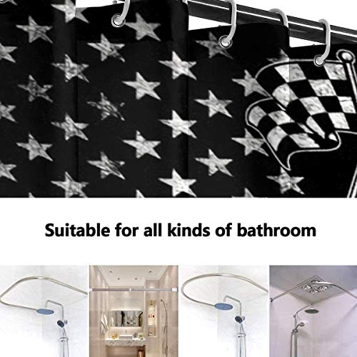 Cairuo American Flag Dirt Track Racing Gift Shirt Car Bike Driver Waterproof Fabric Shower Curtains For Bathroom With 12 Plastic Hooks #TOP2