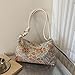 Women Vintage Ethnic Flower Underarm Bag with Adjusted Strap Zippered Korean Fashion Shoulder Crossbody Bag Handbag