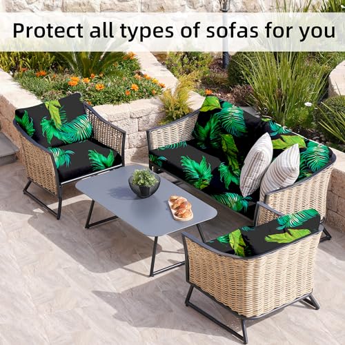 Image of BIETYONE 8Pcs Stretch Patio Cushion Covers,Outdoor Couch Covers Replacement,Outdoor Couch & Sofa Slipcovers,for Patio Furniture Cushion Covers,Washable Reusable urniture Protector(Green Leaf,8PCS)