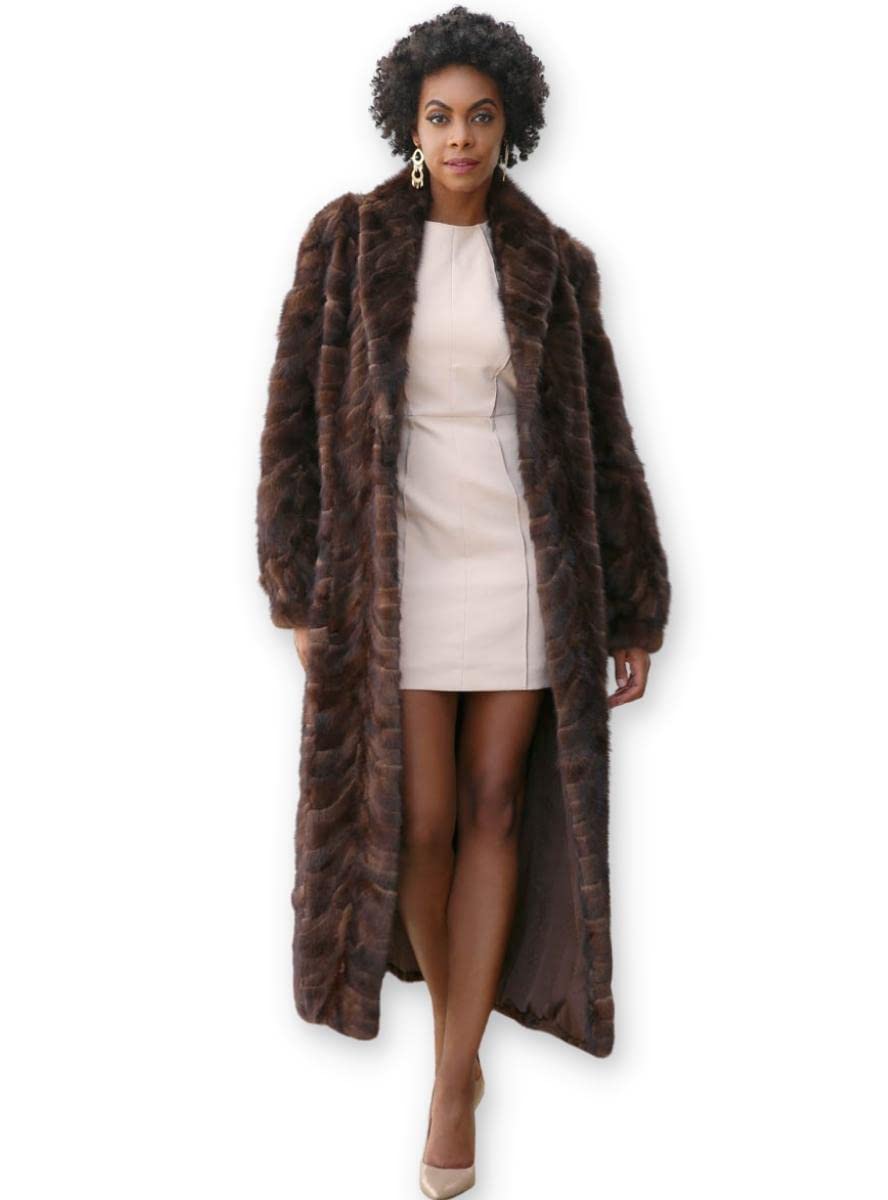 Henig Fursfull Length Mink Fur Coat With Shawl Collar Bracelet