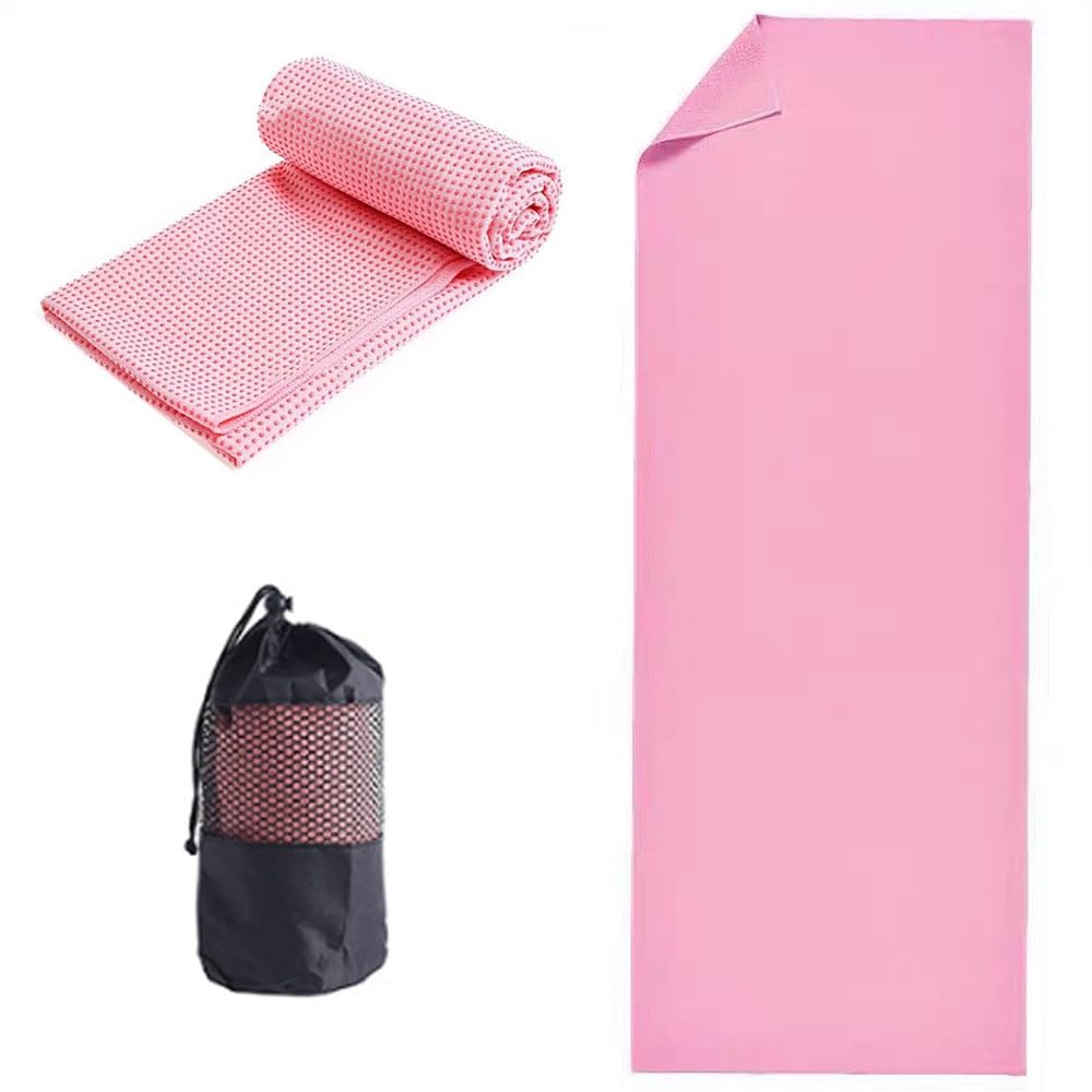 Yoga Towel Yoga Mat Towel Non Slip Hot Yoga Towel Quick Dry Fitness Mats Towel Ultra Soft and Sweat Absorbent Grip Dot Washable Grip Towels With Free Mesh Carry Bag