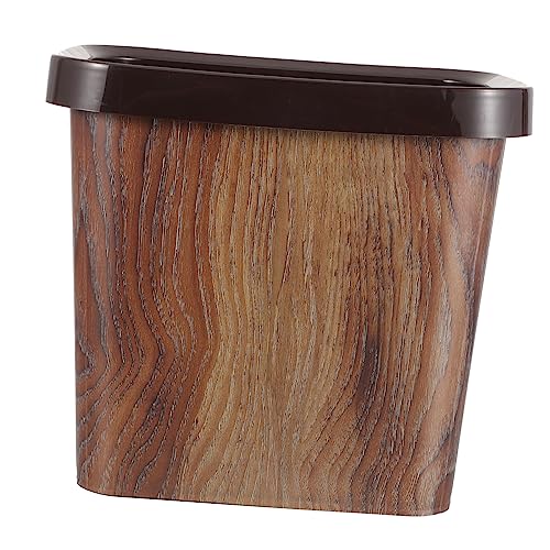 MUCKLILY Cubo de basura de grano de madera pequeño papelera Bin de desechos modernos decoración vintage habitación Marrón bote de basura de cocina bote de basura del baño el plastico Café