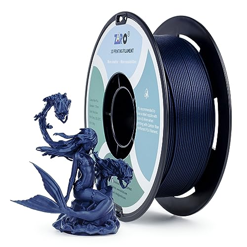 Image of ZIRO Carbon Fiber PLA Filament 1.75mm, Tough CF-PLA 3D Printer Filament, Reinforced Material 0.8KG, 15% Carbon Fiber Contained, Fits for Almost All FDM 3D Printers, 1.76lbs, Navy Blue