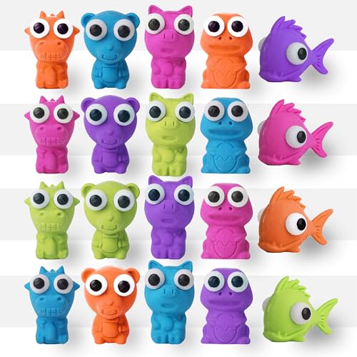 Mr. Pen- Animal Pencil Top Eraser, 20 Pack, 5 Assorted Styles, Cute Animal Designs with Pop-Out Eyes, Latex-Free, No-Smudge Cap Pencil Erasers for...