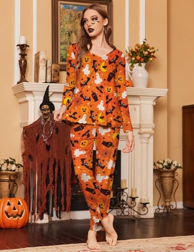 Image of Ekouaer Womens Pajama Sets 2 Piece Lounge Set Fall Winter Pajamas Long Sleeve Pjs Top and Pants Soft Pj Sets Loose Sleepwear