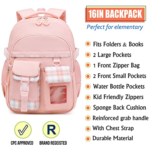 Vimivon Backpack For Girls Kids Elementary School Bag Checkered Water Resistant Teen Girl Travel Daypack Teen Girls Backpack #TOP2