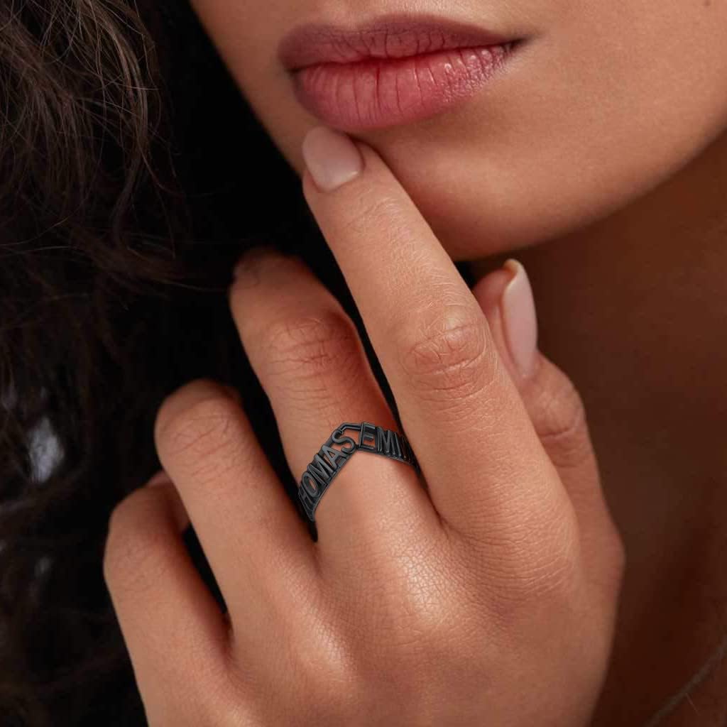 Custom4U Personalized Name Rings/Monogram Initial Ring Engraved,Gold Plated/Sterling Silver/Stainless Steel,Size Adjustable Custom Memorial Jewelry Birthday Mothers Day Gifts for Women