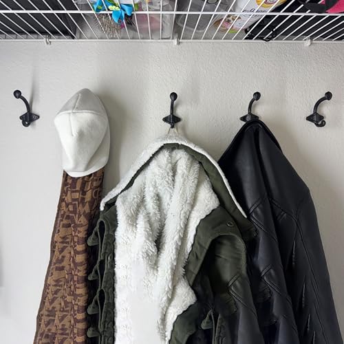 Image of SKOLOO Gold Cast Iron Wall Hooks - Farmhouse Style, Pack of 10, Dual-Direction Hanging Design - Ideal for Coat, Backpack, Towel - Perfect for Entryway, Mud Room, Bathroom Dry Area