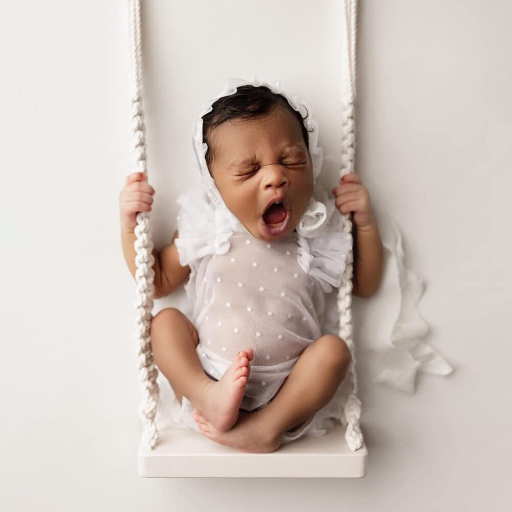 URFEDA Bébé Balançoire Nouveau-Né Garçon Filles Accessoires De Photographie Balançoire en Bois Bébés Meubles Photo ThèMe Accessoires Accessoires pour Studio Photo Shooting Bébé Accessoires Nature