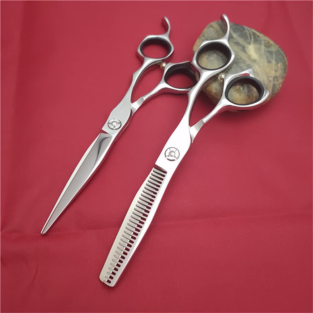 Kit De Ciseaux De Coupe De Cheveux Professionnels, Ciseaux De Coiffure en Acier Inoxydable 440C Ensemble De Ciseaux, pour Salon, Barbier Ou Usage Domestique, Adapté À La Cisaille Plate,6.0 inch