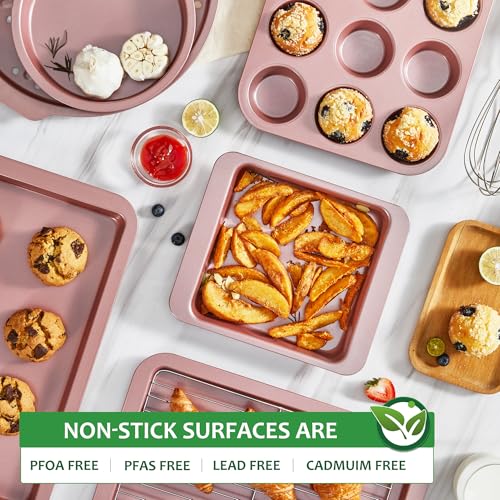 image for HONGBAKE Bakeware Sets, Baking Pans Set, Nonstick Oven Pan for Kitchen