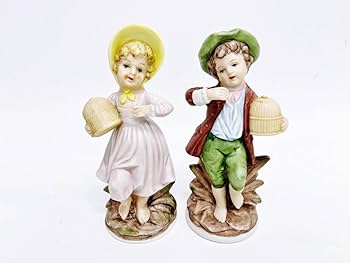 【美品】陶器　人形　男女ペアセット　インテリア 陶器人形 置物　オブジェ 美品】陶器 人形 男女ペアセット 難あり 陶器人形 置物