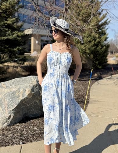 Image of Scarlet Darkness Summer Dresses for Women 2026 Floral Corset Dress Long Milkmaid Dress with Pocket