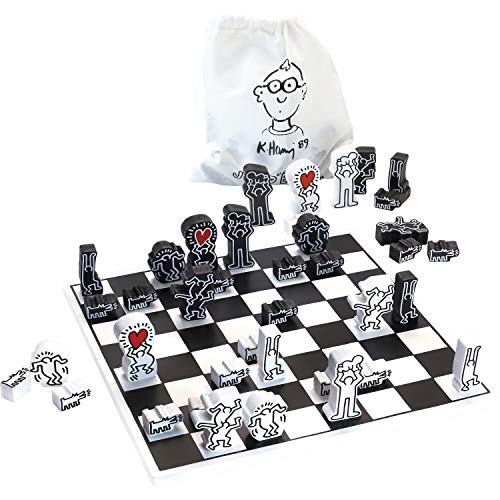 Vilac Chess Wooden Board Game with Cotton Storage Bag, Set Illustrated By Graphic Designer Keith Haring, Durable, 6 Years+ - Image 2