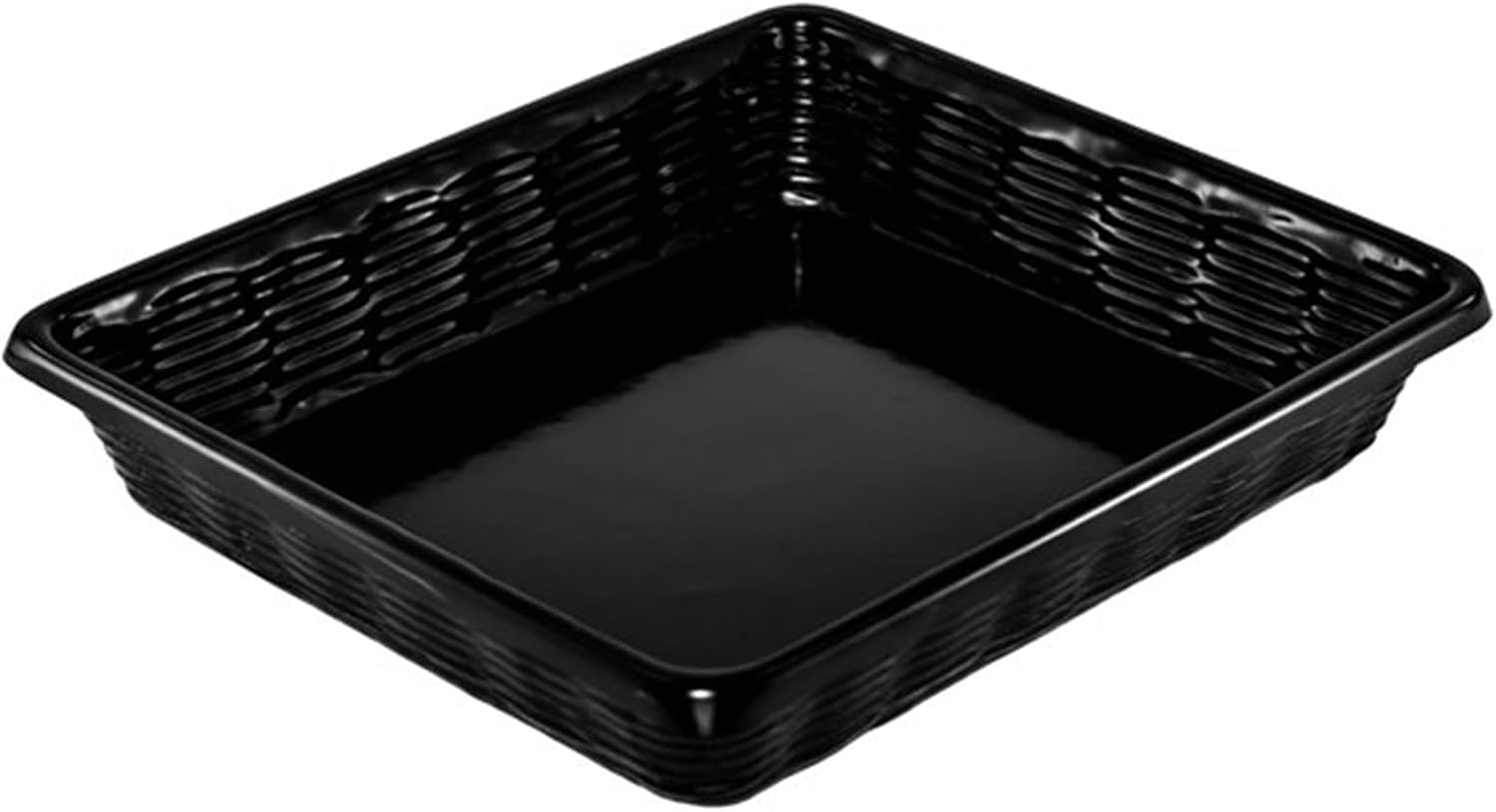 Marco Company Black Wicker-Look Plastic Basket Without Holes - 12" x 14" x 2" WS-568EZ12142BW-NF