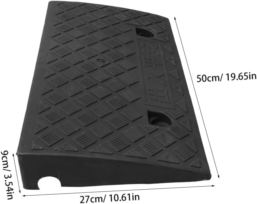 Plastic Car Loading Ramp 50x27x9cm Black Rubber Triangle Curb Ramp for Driveway and Sidewalk Loading