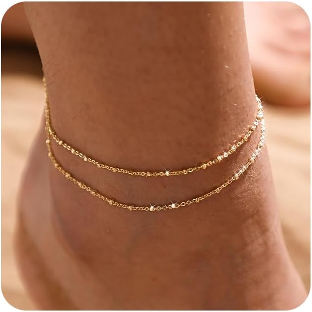 Gold/Silver Ankle Bracelets for Women,14K Gold Anklets for Women