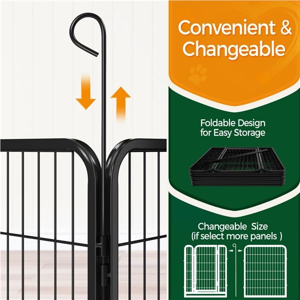 Yaheetech Parc pour Chiens 8 Panneaux Cage Chenils Chien Enclos en métal 80 cm de Hauteur Clôture pour Chiot Rongeur Lapin Barriere Chien avec Sac de Rangement