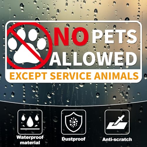 Peutier 1014927 6Pcs No Pets Allowed Sign, 8.66X4 Inch Vinyl Window Door Service Dog Sign No Pets Allowed Sign thumb #2