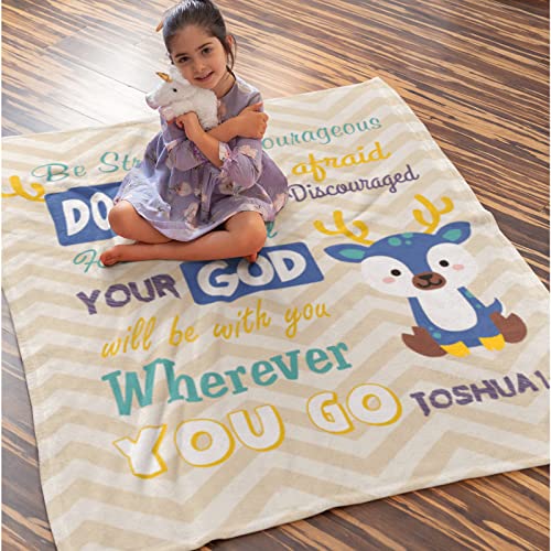 Yamco Kids Blanket Christian Gifts Deer Blankets Religious Bedding Baby Shower 50"X 40" Baptism Gifts God Bless Children Bible Verse With Inspirational Proverbs Scripture Christmas Throw Blankets #TOP1