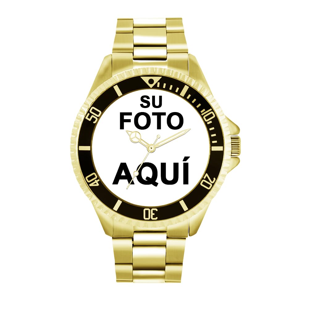 Regalos fotográficos Personalizados grabables para Hombres y niños, Reloj analógico con Movimiento de Cuarzo, Reloj