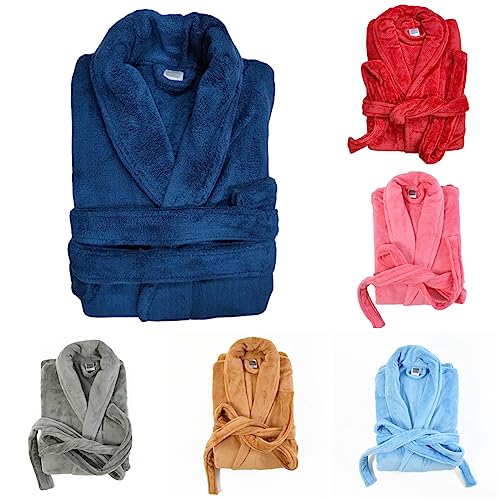 Image of Cotton Bolls Textiles Microfiber Fleece Bath Robe for Men | Shawl Collar with Long Sleeves| Lint Free | Anti-Bacterial | Super Soft Fabric (L, Grey)