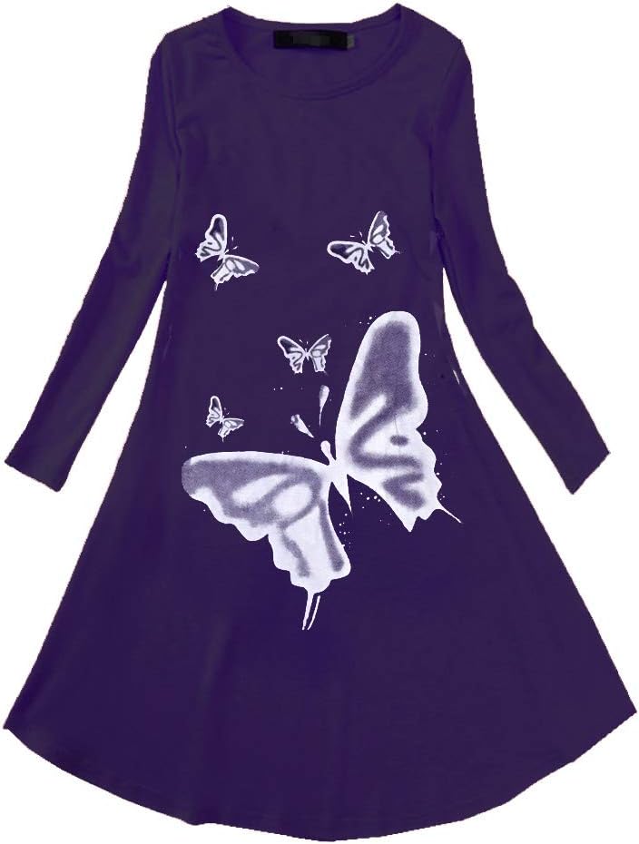 Girls Casual Swing Special Occasion Printed Cotton Loose Maxi Dresses for Birthday Party, Kindergarten, Daily Wear