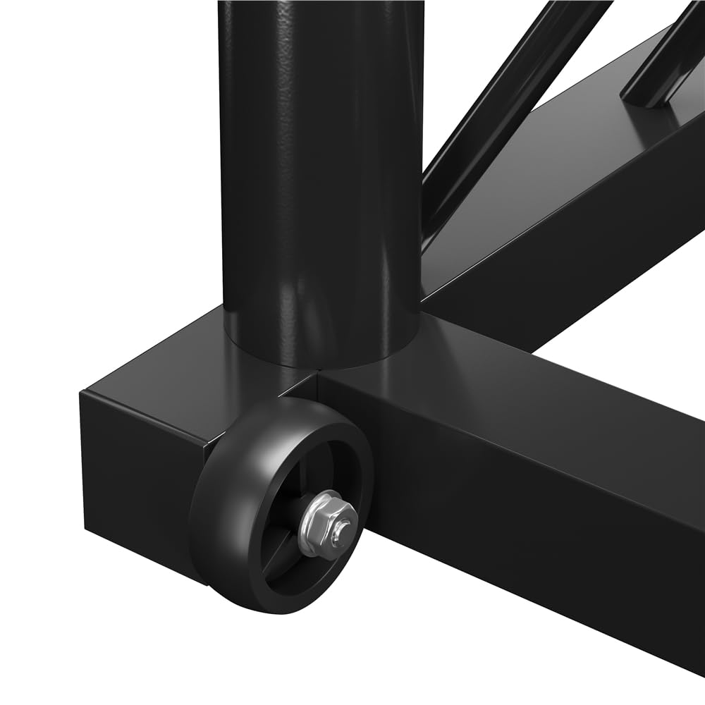 Yaheetech Support d’haltère Rack de Rangement Mobile pour Poids Disques Barres de Musculation avec Poignée de Transport et Roues 4 Compartiments Fitness Gym Noir | Organisateur de disques d'haltérophilie, 4 fentes pour plaques, support de plaques de fitne