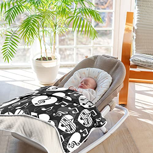 Image of Love Music Notes Baby Blankets Soft Warm Crib Stroller Blanket for Toddler Newborn Girls Boys, 30x40in